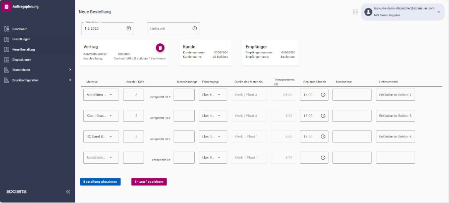 Referenz SKBB - Automatisierung der Auftragserfassung und Disposition mit VAS - VAS Cloud Logistics Auftragsplanung - Axians IAS